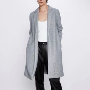 Zara Long Lapel Coat in Heather Gray - Medium